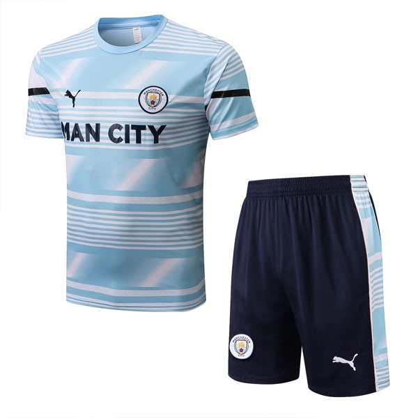 Trainingsshirt Manchester City Komplett-Set 2022-23 Blau Weiß
